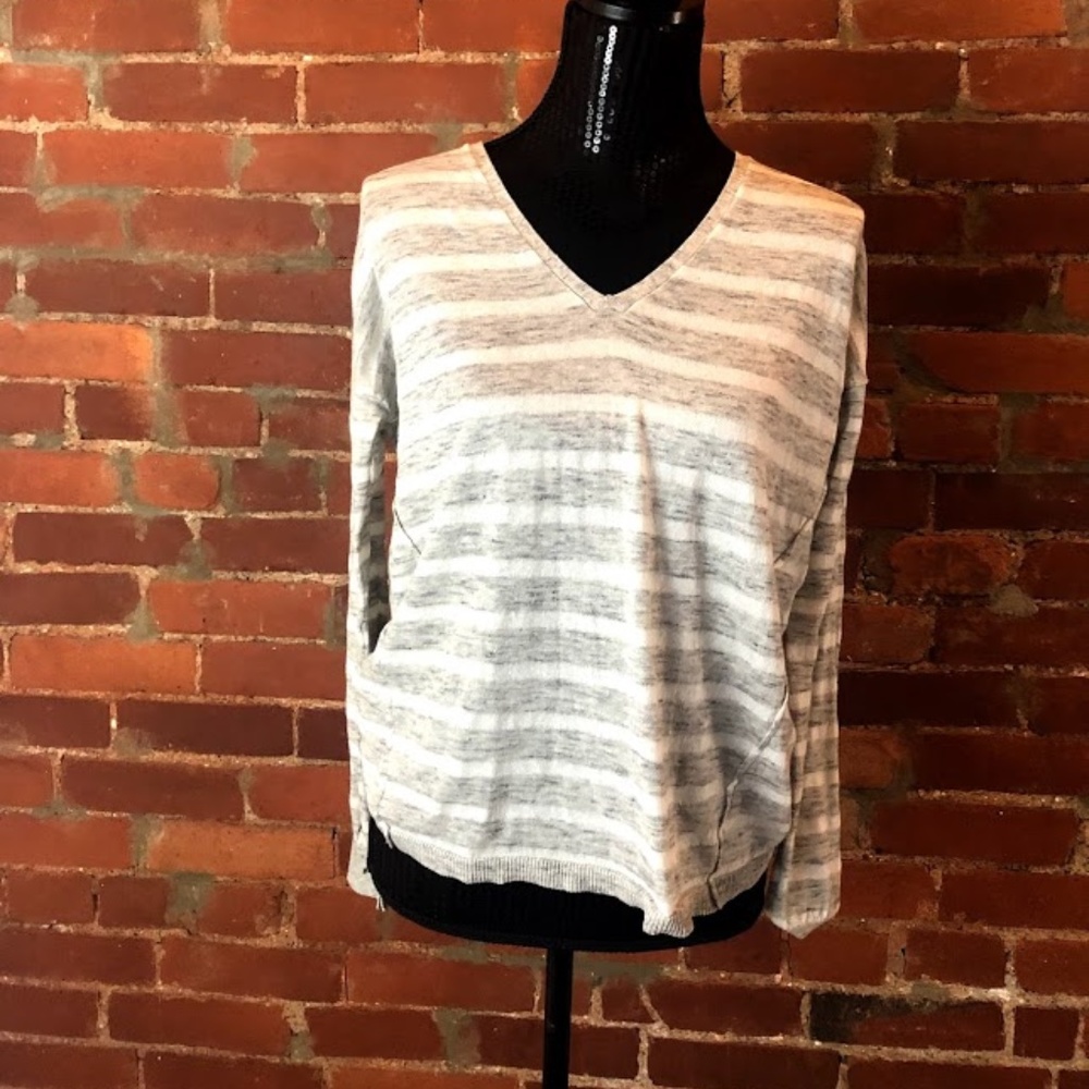 Long Sleeved Striped Vee Shirt